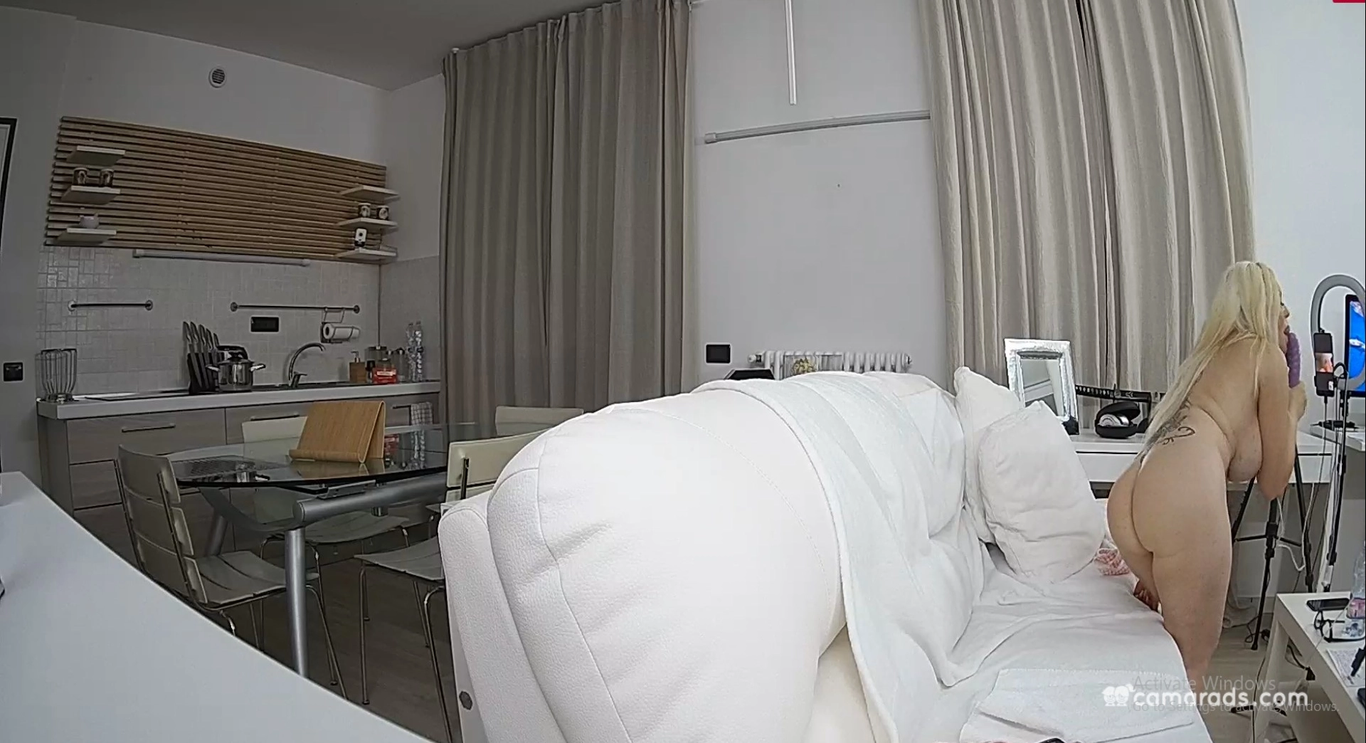 Sexy naked woman suck dildo
